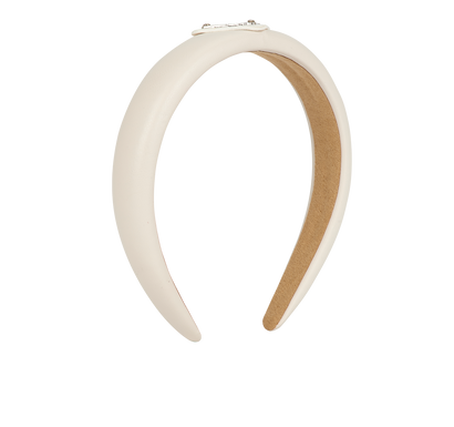 Prada Re-Nylon Headband, &pound;250, Accessories, Cream, Leather, Front view